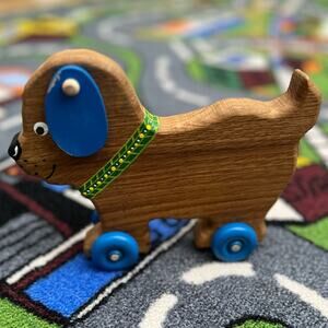 Vintage Wooden Toy Dog